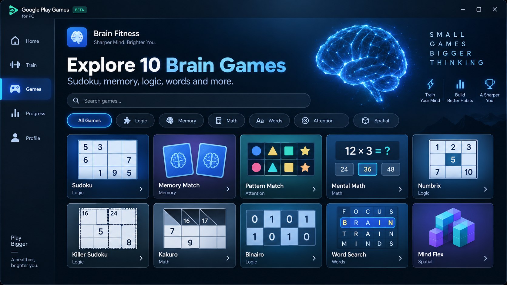 Brain Fitness games library